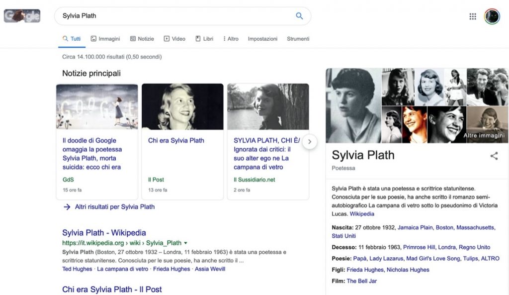 Google per Sylvia Plath interno